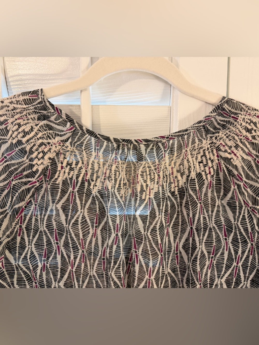 Daniel Rainn Embroidered Peasant Blouse, 3/4-Length Sleeves, Small Petite - Picture 6 of 10